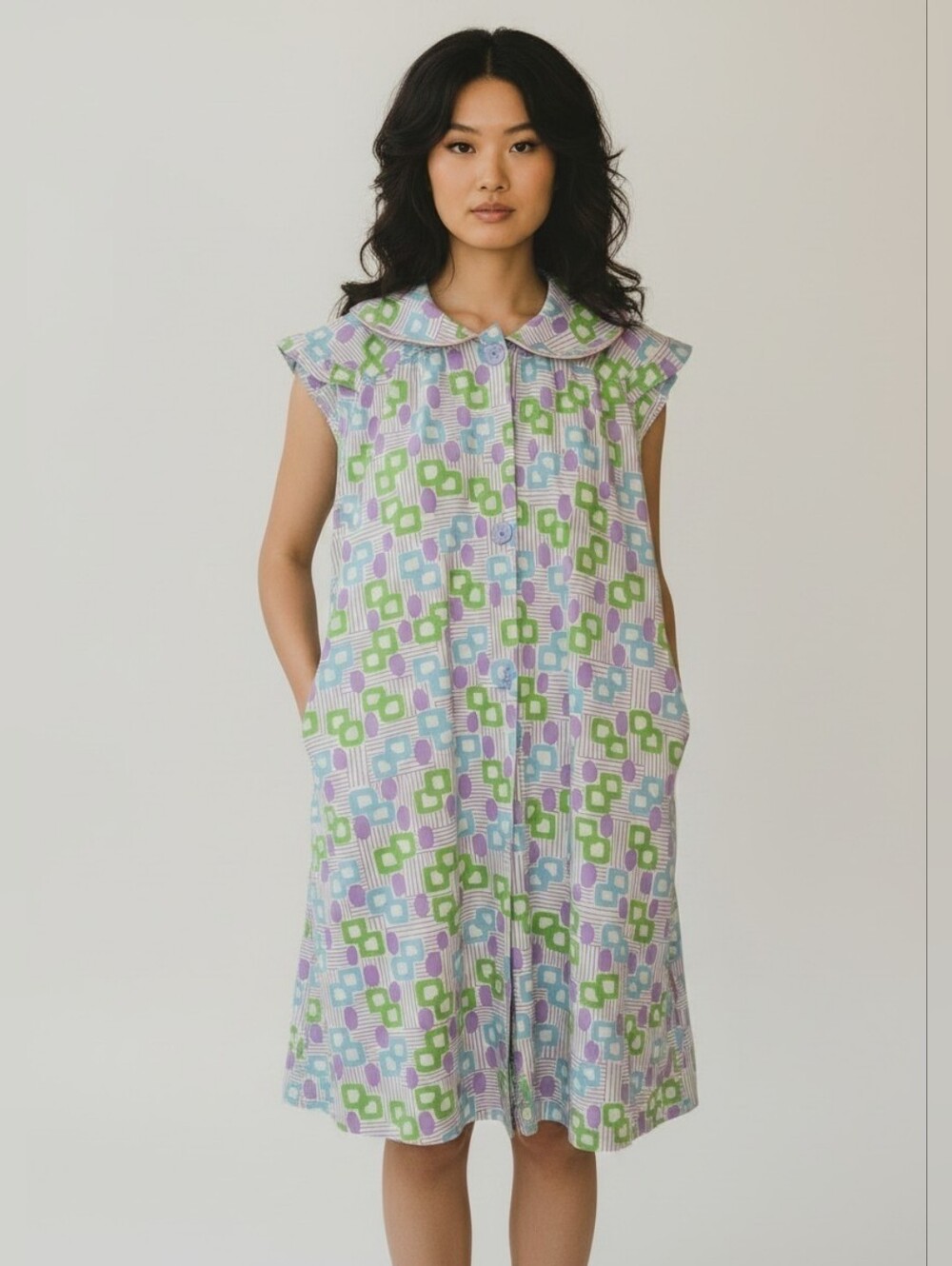 Adorable Vintage Peter Pan Collar Retro Button Down Dress
